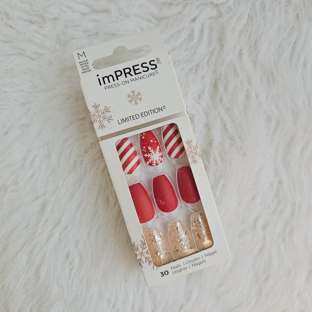 NIB Limited Edition imPRESS Press-On Nails | Mini Candy Cane
